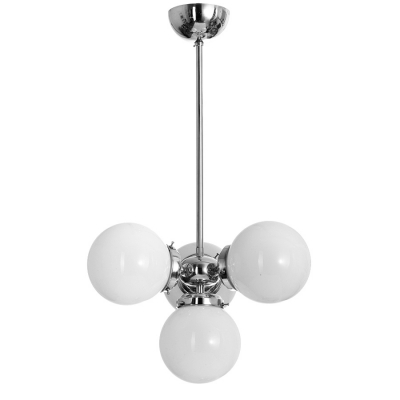 Lampa z chromowanego mosiądzu D928/4, okrągłe klosze 6302/150 Opal