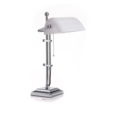 Bankierka, lampa bankierska T61S Chrom, klosz 9696 Opal